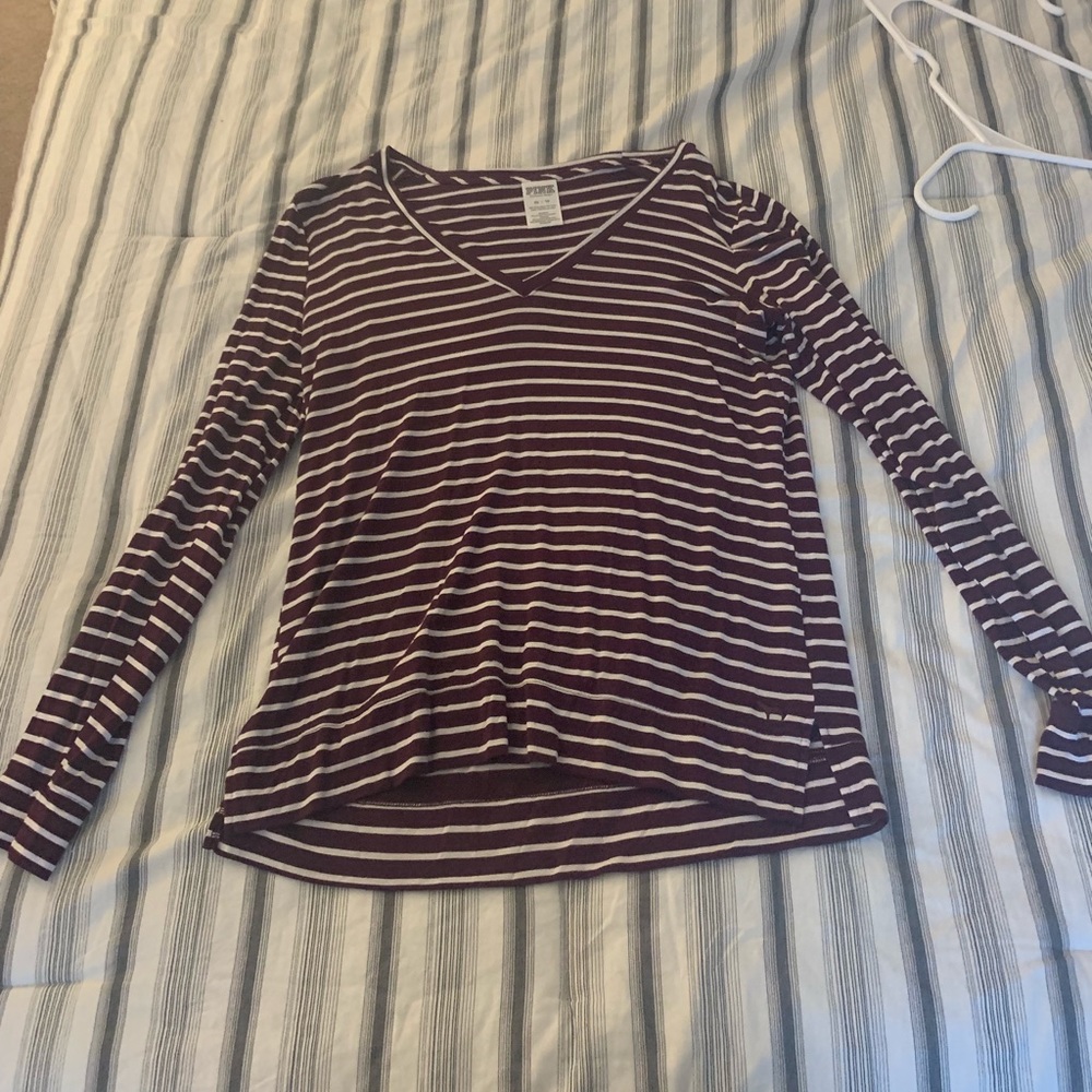 Maroon and white PINK tee